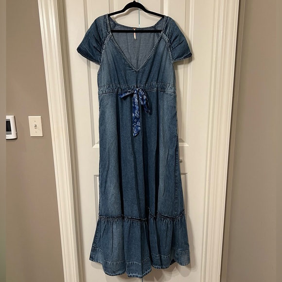 Free People Roucha Maxi Dress in Blue Shadow - Picture 1 of 3